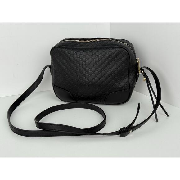 Gucci Micro Guccissima Black Leather Crossbody Shoulder Bag - Picture 1 of 16